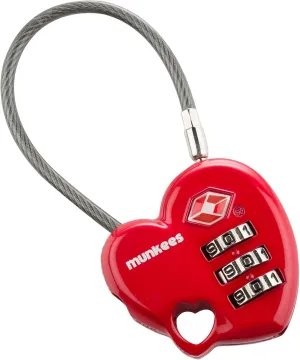 Heart Shaped TSA Lock Padlock for Travel Suitcase Backpack Red