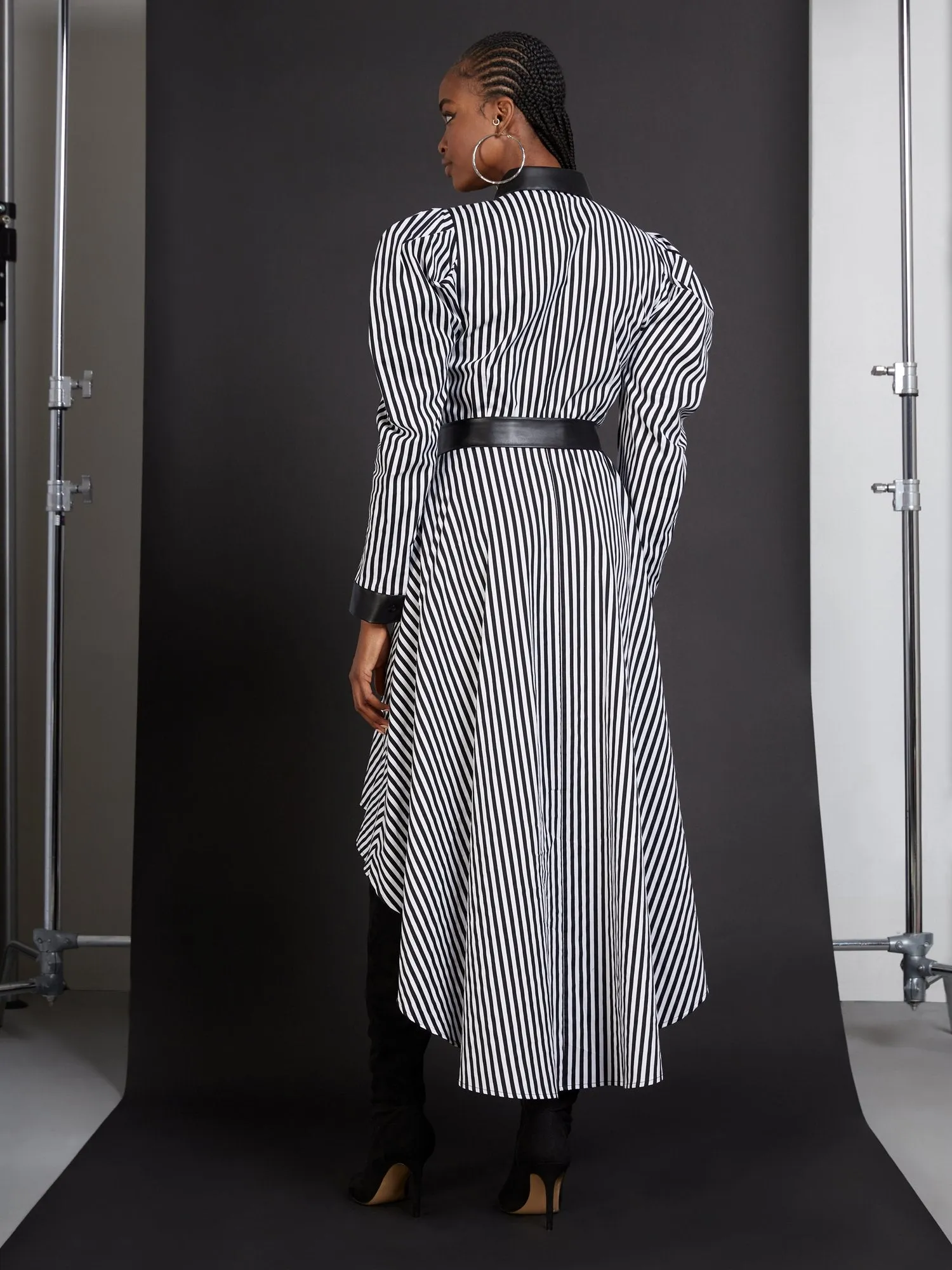High-Low Stripe Poplin Dress