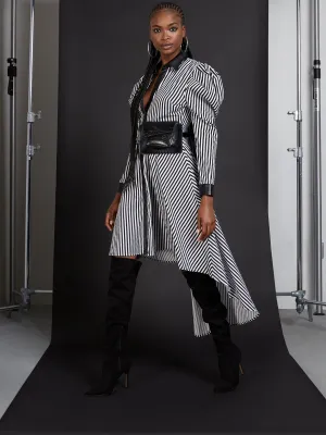 High-Low Stripe Poplin Dress