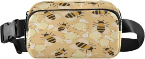 Honey Flowers Bee Belt Bag for Women Men Bee Honeycomb Fanny Pack Small Waist Pouch Crossbody Bags for Outdoor Hiking Running Travel