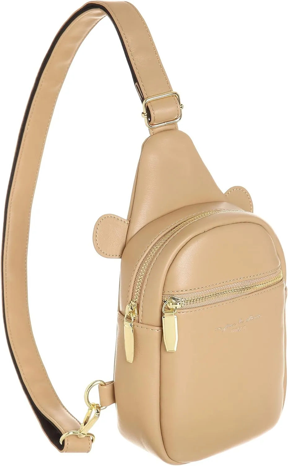 INICAT Sling Bag for Women Small Crossbody Bags Leather Fanny Pack for Travel Essentials(Khaki)