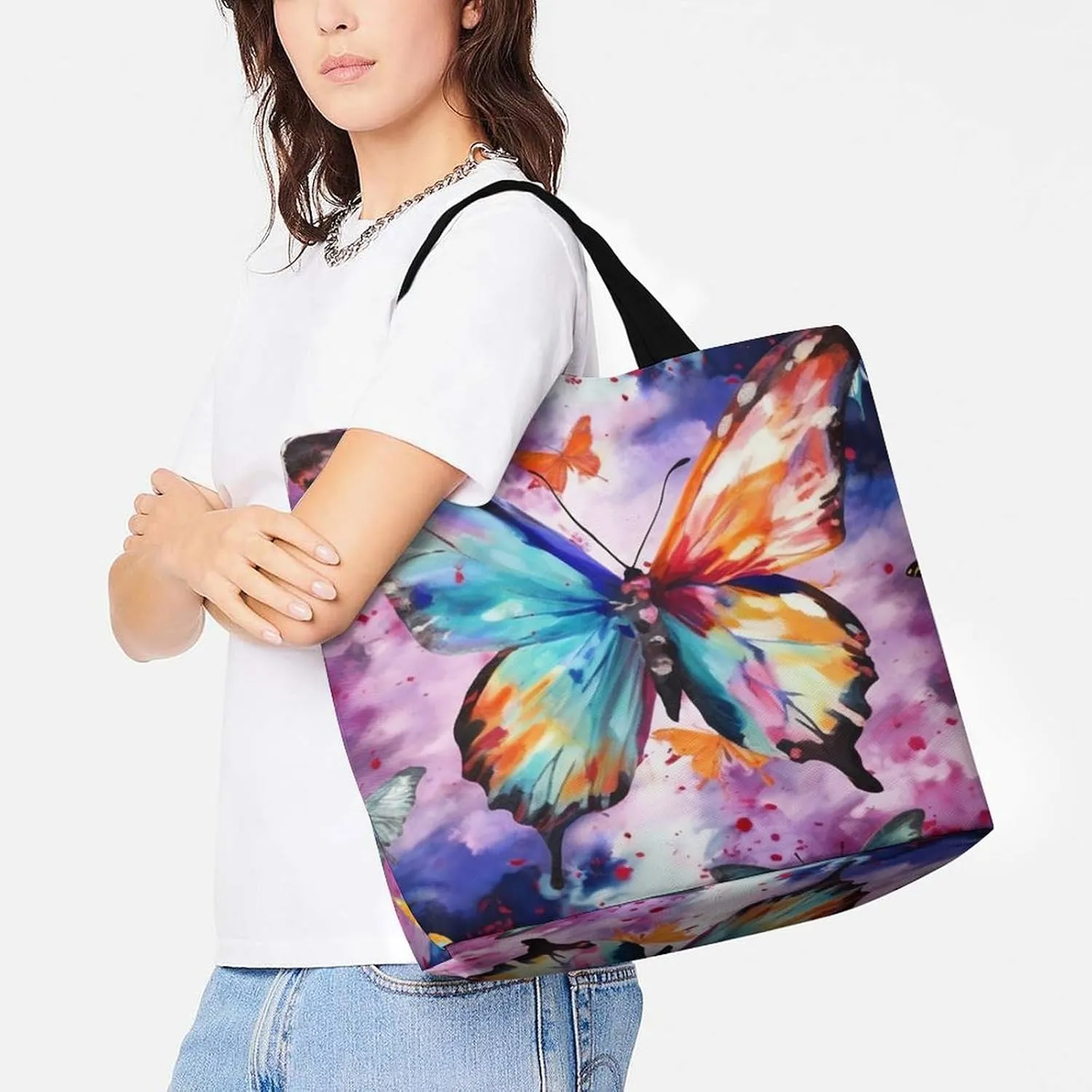 Italian Town Street Beach Bag Reusable Tote Bag Foldable Grocery Bags Women Shopping Bags for Daily Essentials