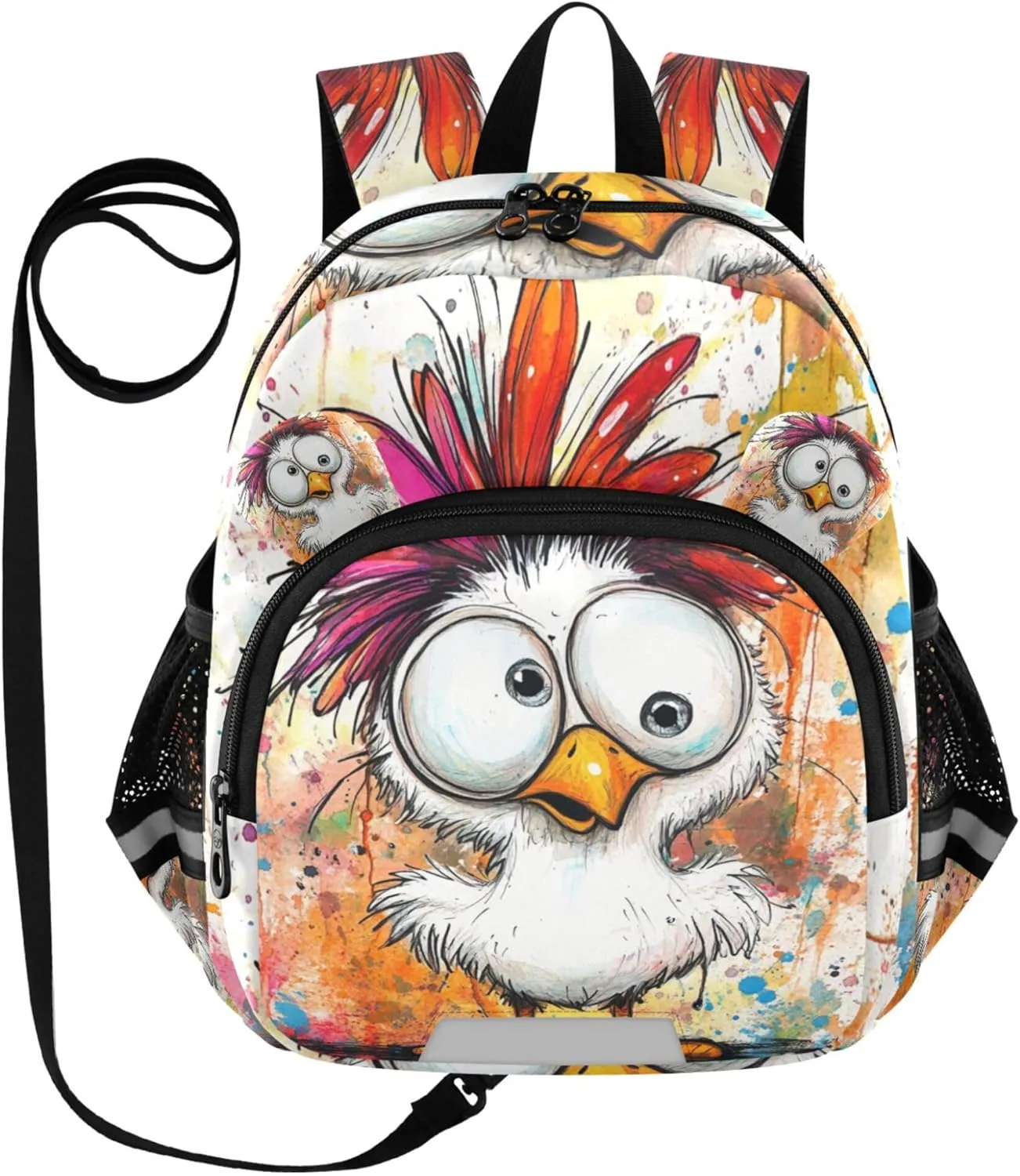 JUNZAN Cartoon Aesthetic Pet Chicken Mini Backpack for Boys with Chest Strap Student Bookbag Cool Kids Backpack for Boys Travling