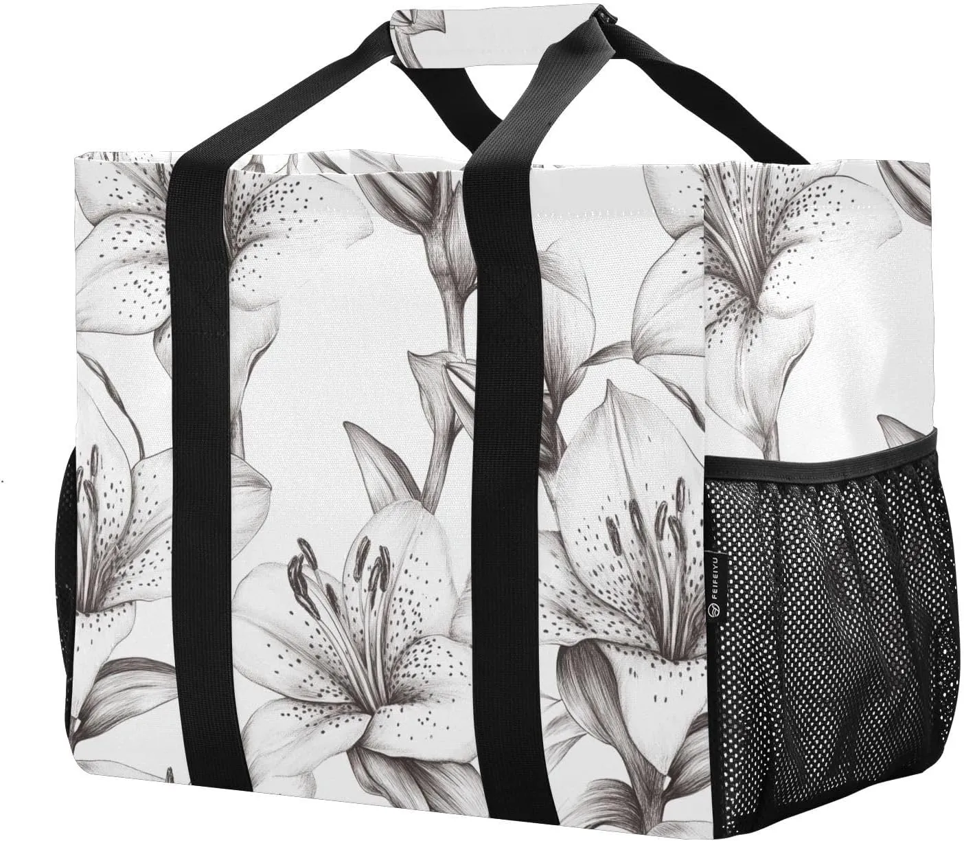 JUNZAN Lily Of Valley Utility Totes Foldable Beach Tote Bag Waterproof Shopping Bags Reusable Canvas Laundry Bag