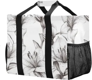 JUNZAN Lily Of Valley Utility Totes Foldable Beach Tote Bag Waterproof Shopping Bags Reusable Canvas Laundry Bag