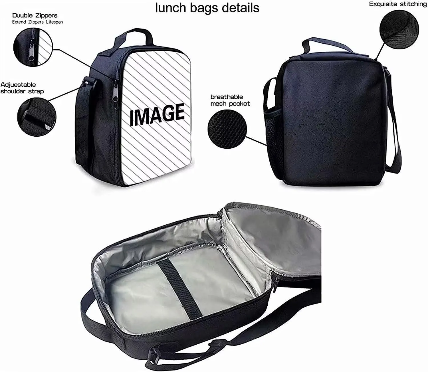 KEIAHUAN American Flag Ball Pattern School Bag Backpack School Bookbags for 6-15 Years Old Book Bags Shoulder Backpack with Lunch Bag Pencil Holder