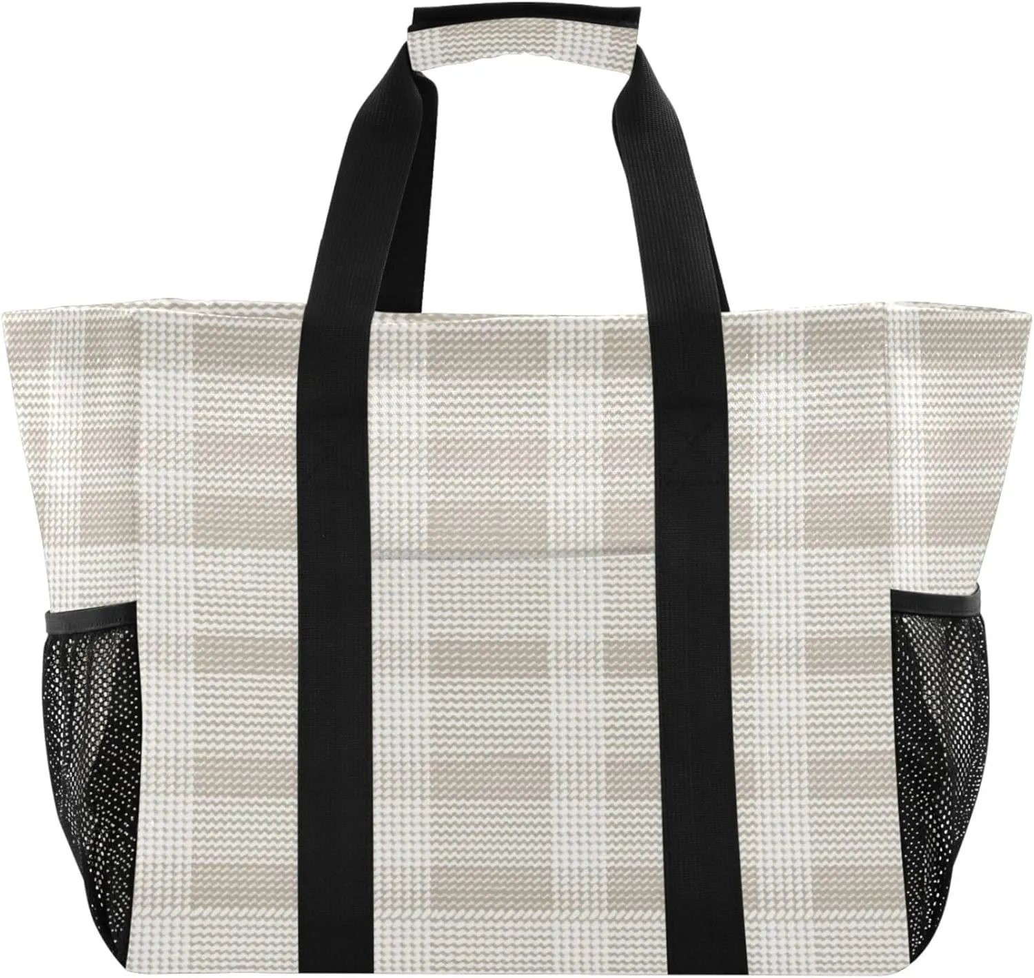 KLL Beach Totes Bags Canvas Collapsable With Pockets Grocery Bags Reusable