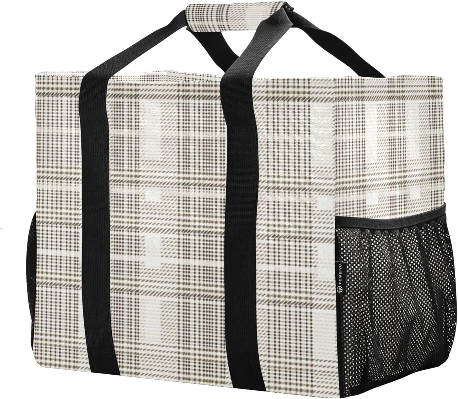 KLL Beach Totes Bags Canvas Collapsable With Pockets Grocery Bags Reusable