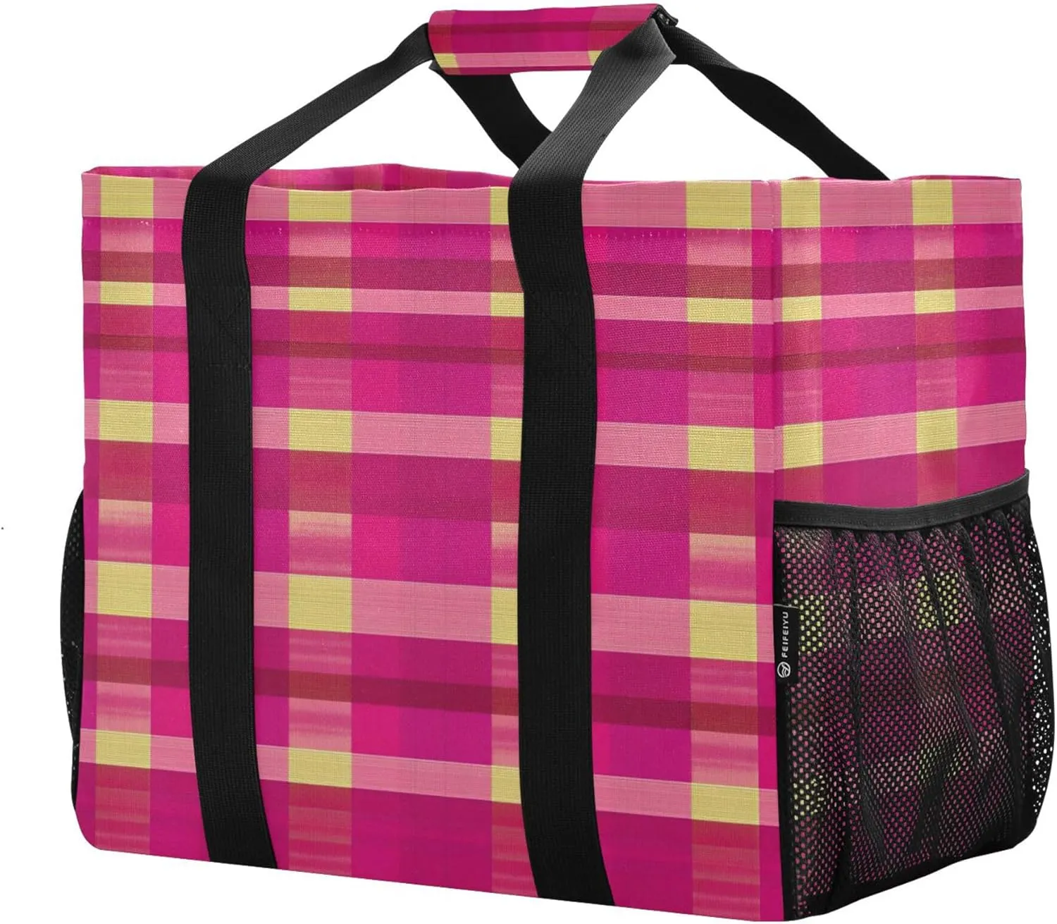 KLL Beach Totes Bags Canvas Collapsable With Pockets Grocery Bags Reusable