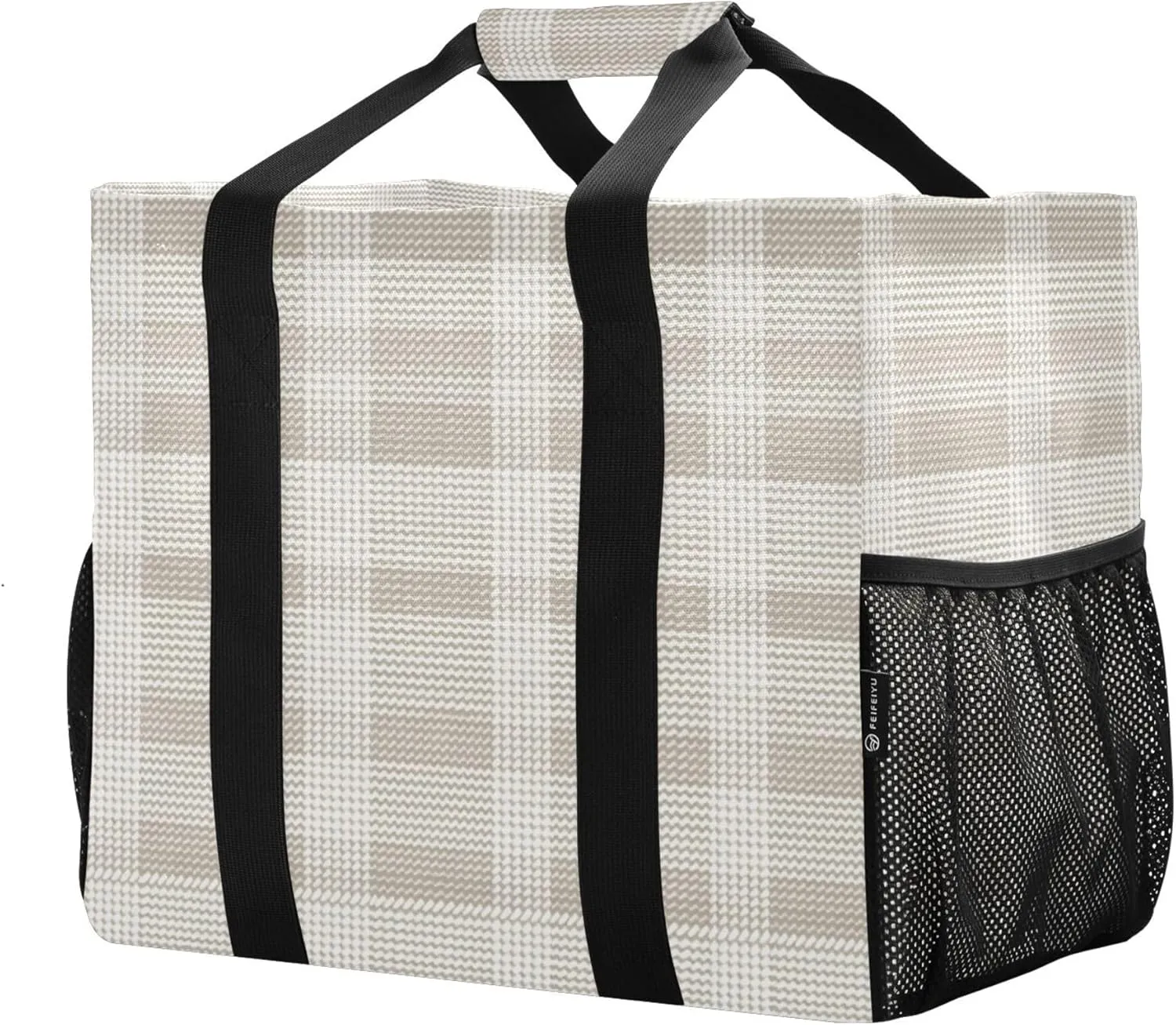KLL Beach Totes Bags Canvas Collapsable With Pockets Grocery Bags Reusable