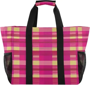 KLL Beach Totes Bags Canvas Collapsable With Pockets Grocery Bags Reusable