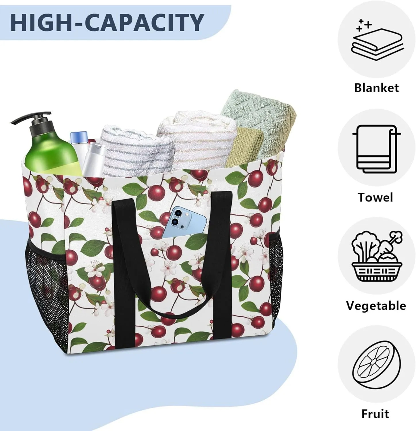 KLL Utility Bags And Totes with Handles Collapsable Waterproof Reusable Grocery Bag