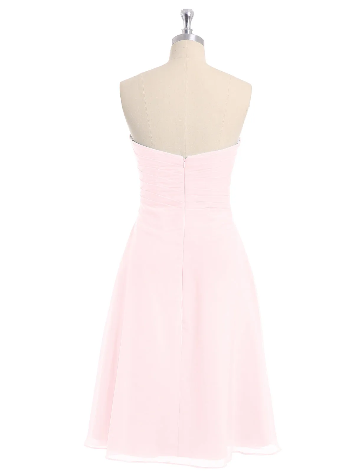 Knee Length Chiffon Dress with Sweetheart Neck-Blushing Pink Plus Size