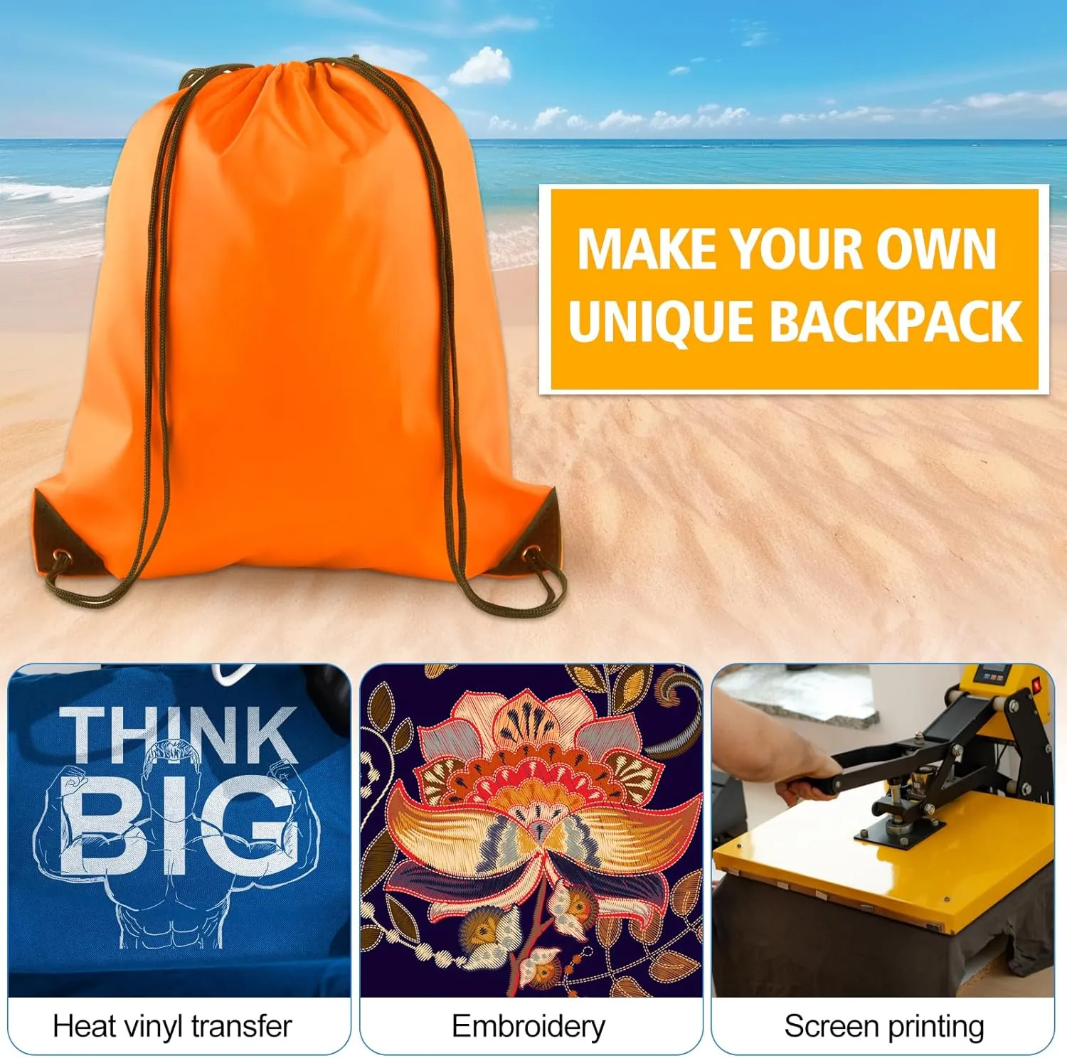 KUUQA 25Pcs Orange Drawstring Bags - String Backpacks for Gym, Sport, Traveling