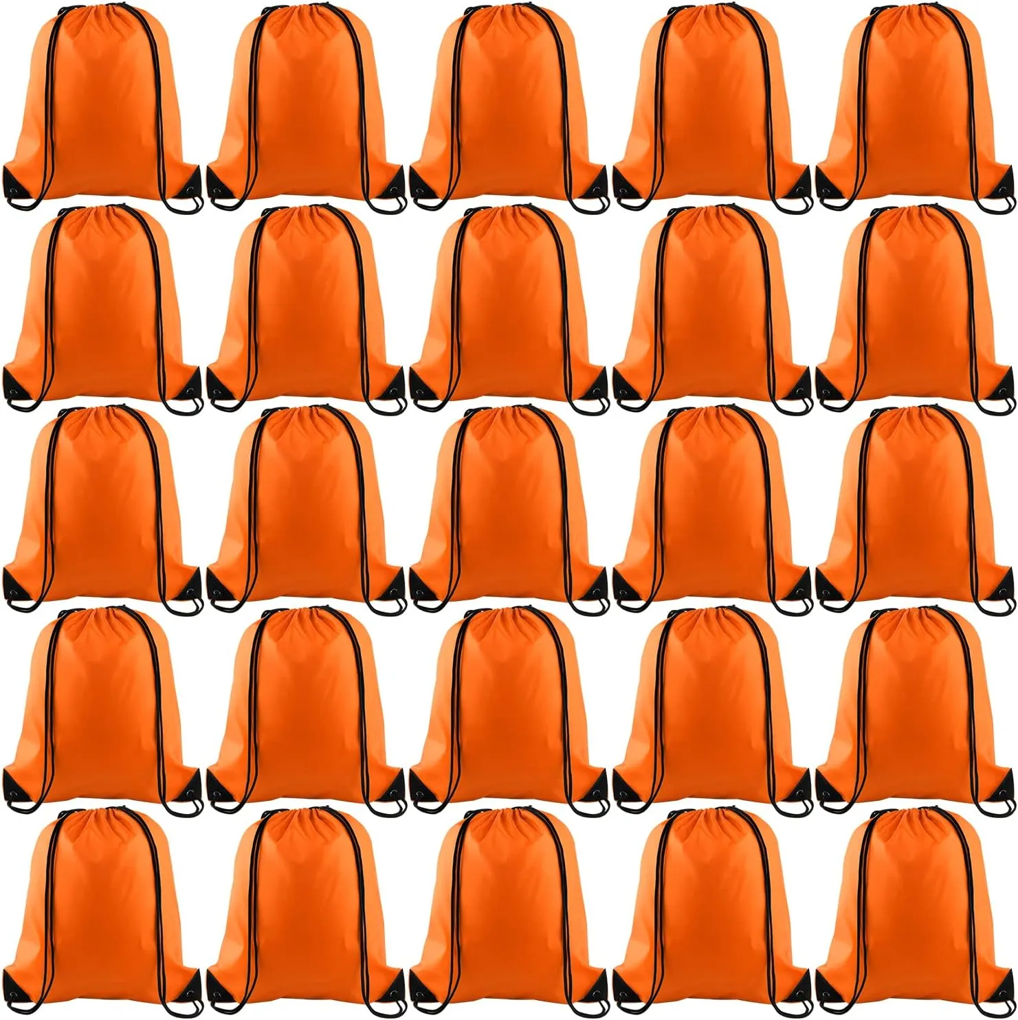 KUUQA 25Pcs Orange Drawstring Bags - String Backpacks for Gym, Sport, Traveling