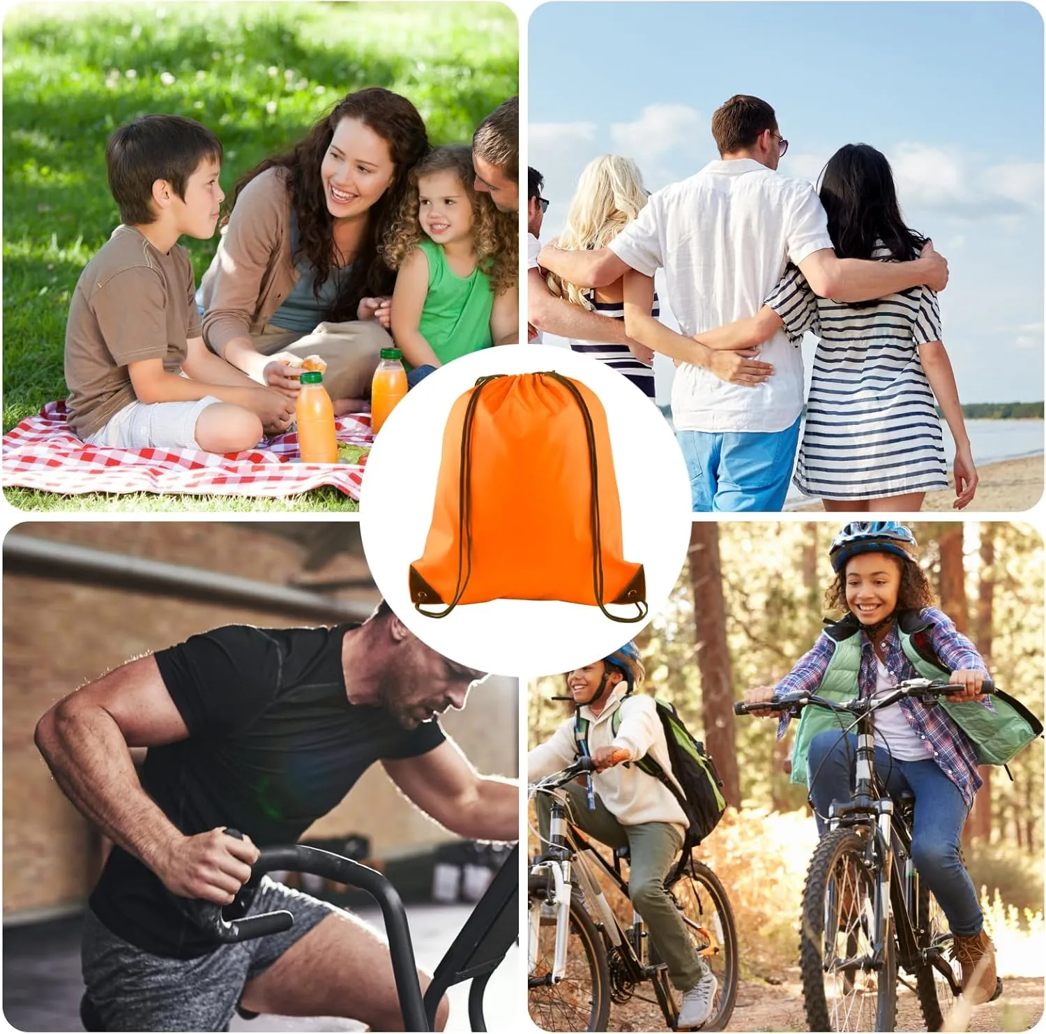 KUUQA 25Pcs Orange Drawstring Bags - String Backpacks for Gym, Sport, Traveling