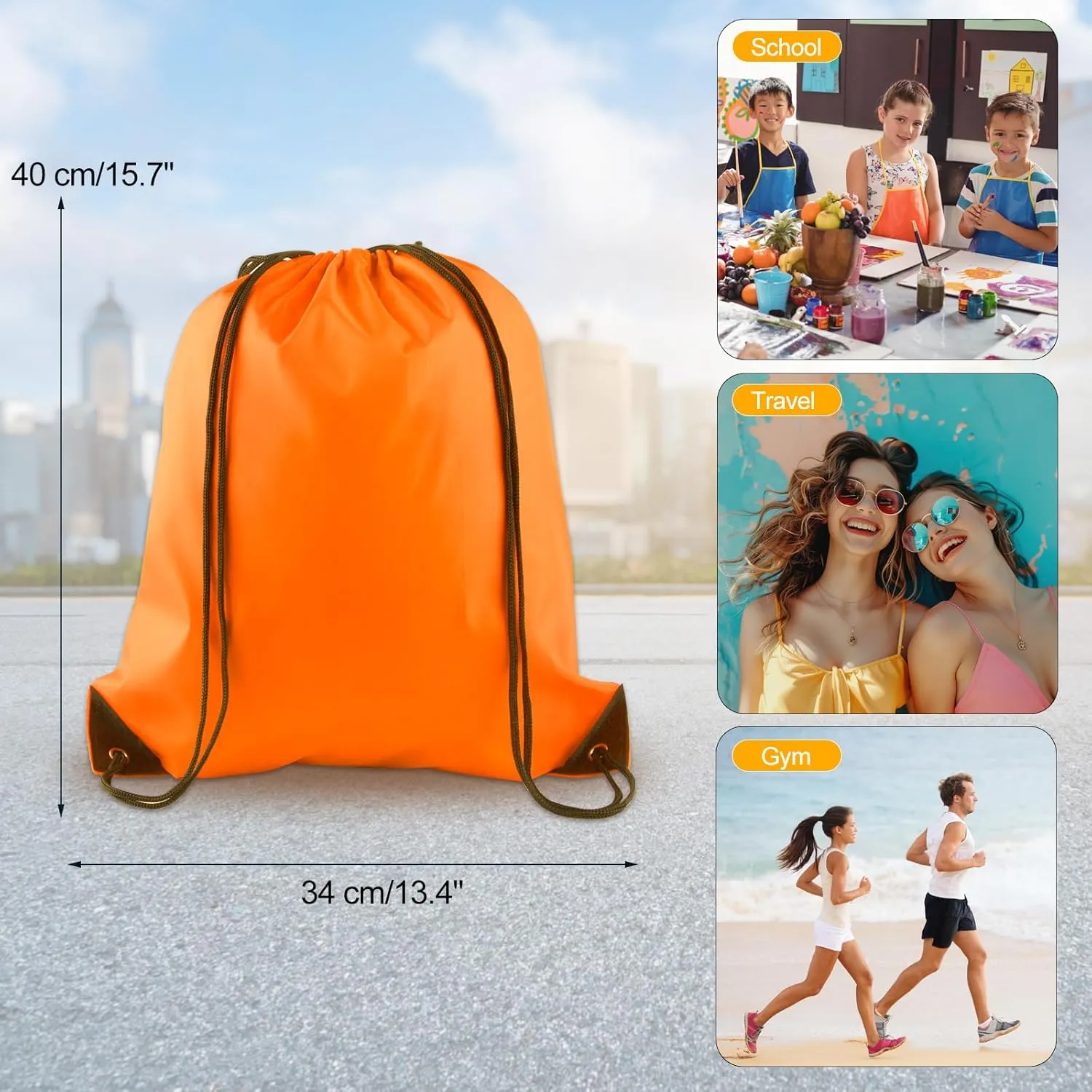KUUQA 25Pcs Orange Drawstring Bags - String Backpacks for Gym, Sport, Traveling