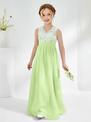 Lace Top Junior Bridesmaid Dresses Sage