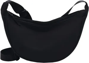 Ladies Simple Solid Colour Nylon Crossbody Bag Dumpling Bag Lightweight Small Satchel Underarm Bag (Black, One Size)