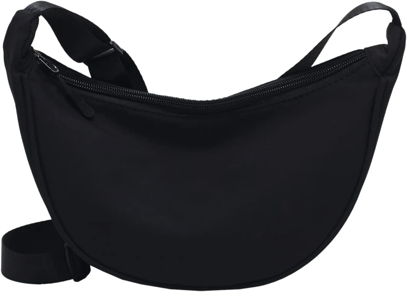 Ladies Simple Solid Colour Nylon Crossbody Bag Dumpling Bag Lightweight Small Satchel Underarm Bag (Black, One Size)