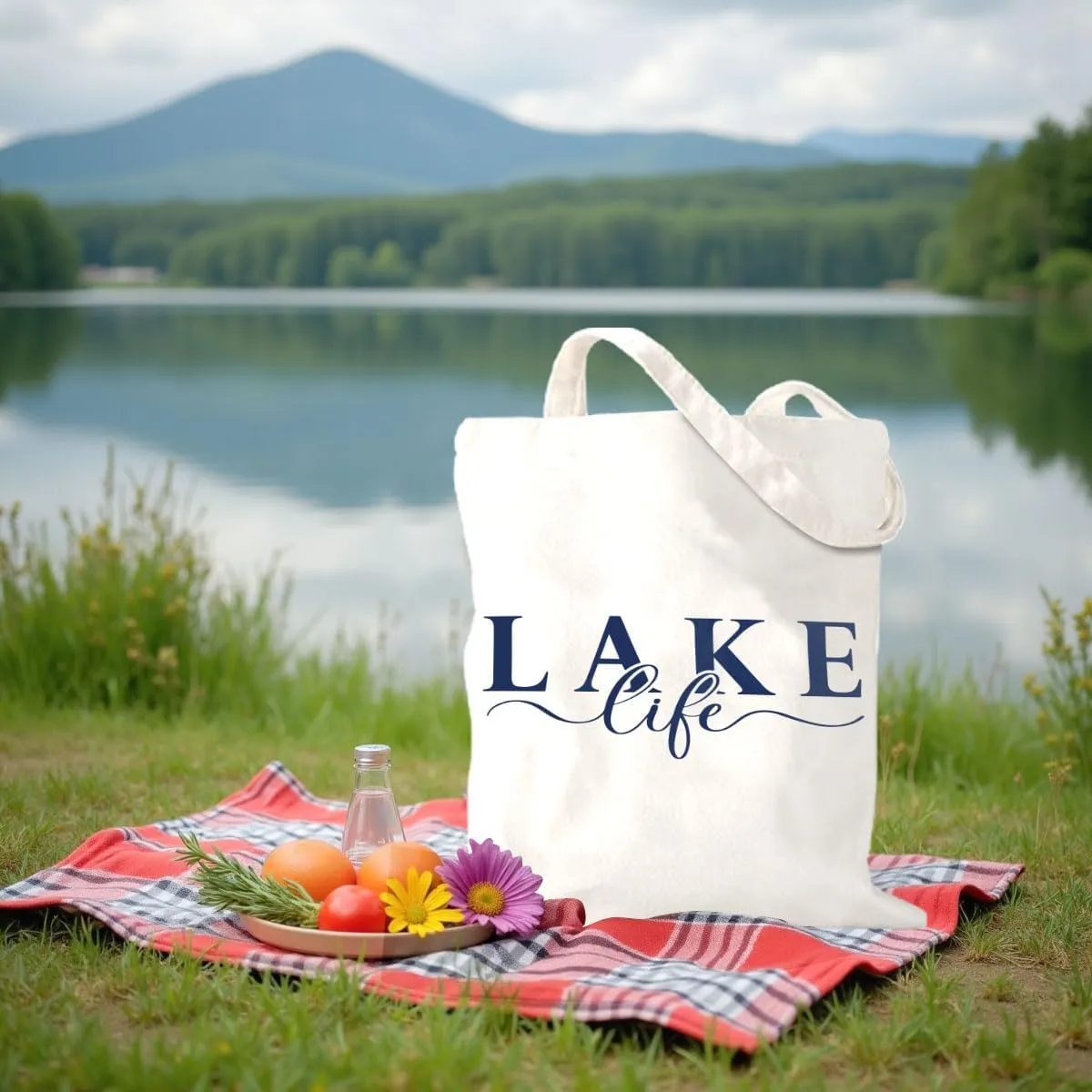 Lake Life Tote Bags for Women | Water-Resistant Beach Totes | Lake House Gifts for Mom/Wife