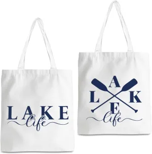 Lake Life Tote Bags for Women | Water-Resistant Beach Totes | Lake House Gifts for Mom/Wife