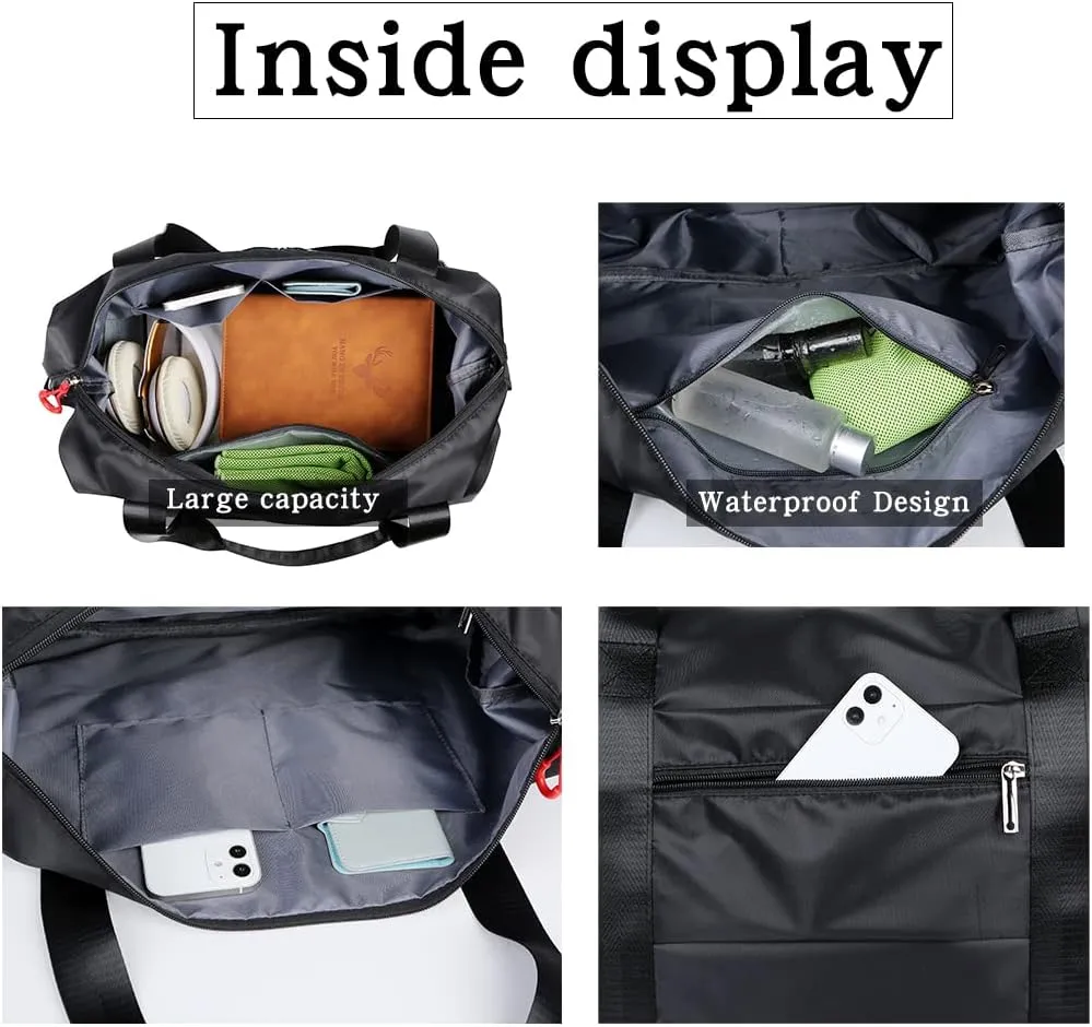 Large Capacity Travel Luggage Bag, Women's Tote Bag to Carry Airplane Fits Under Seat, Men's Short Business Carry-on Sports Gym Dry and Wet Separation BagElegant Coffee