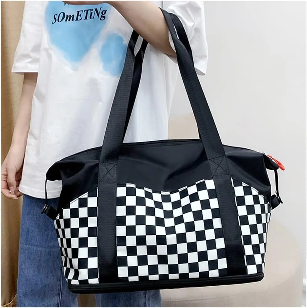 Large Capacity Travel Luggage Bag, Women's Tote Bag to Carry Airplane Fits Under Seat, Men's Short Business Carry-on Sports Gym Dry and Wet Separation BagElegant Coffee
