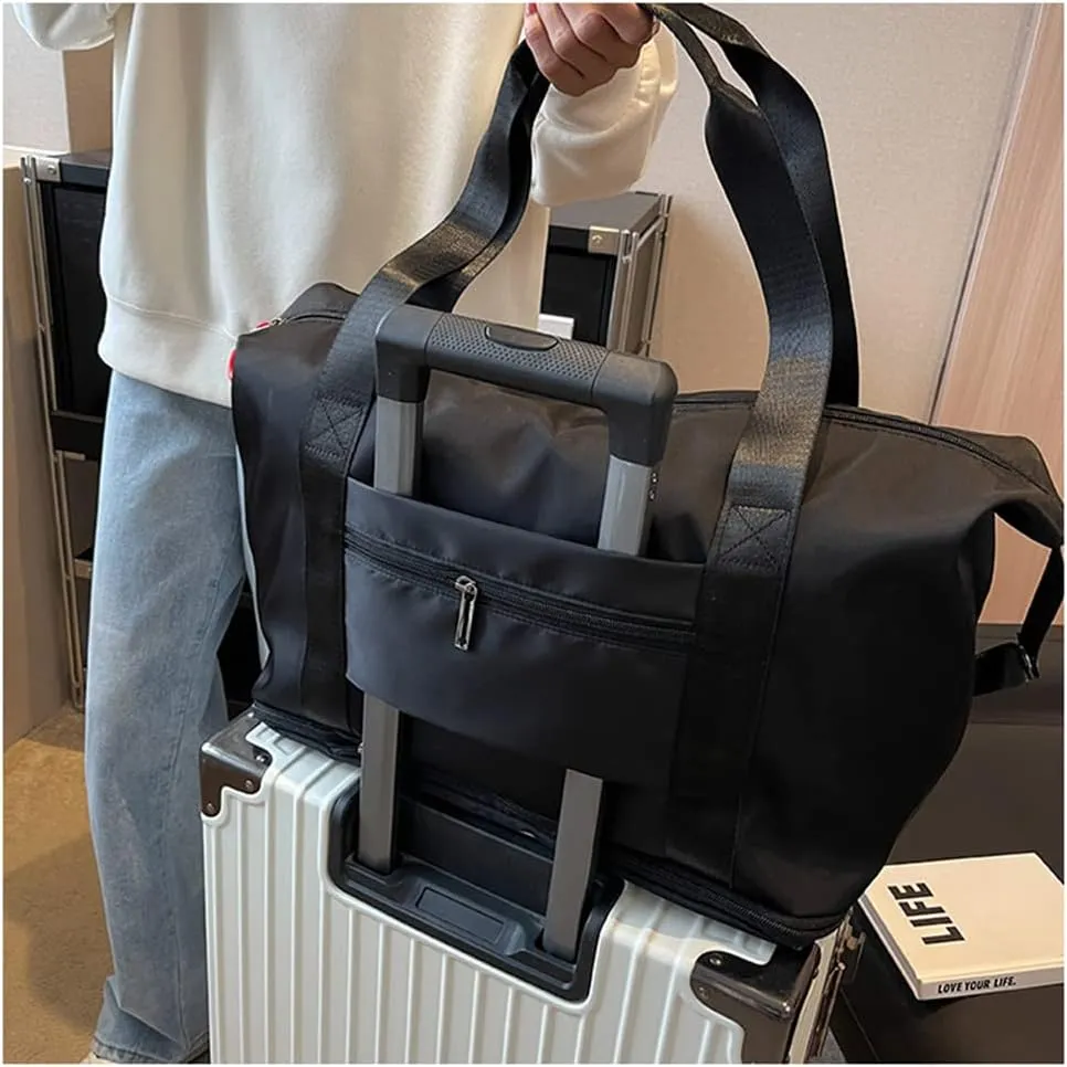 Large Capacity Travel Luggage Bag, Women's Tote Bag to Carry Airplane Fits Under Seat, Men's Short Business Carry-on Sports Gym Dry and Wet Separation BagTrend Red