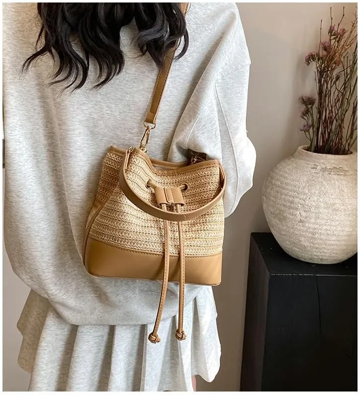 Leather Drawstring Bag Tote Bucket Bags Luxury Designer Handbag Crossbody Purses Women 2025 Trendy