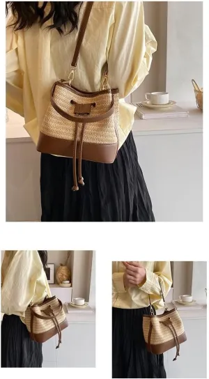 Leather Drawstring Bag Tote Bucket Bags Luxury Designer Handbag Crossbody Purses Women 2025 Trendy