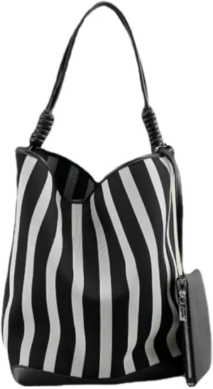 Leather Women's Bag Striped Totes Summer Canvas Cowhide Fashion Large Capacity Shoulder Bucket Bag Vacation Casual