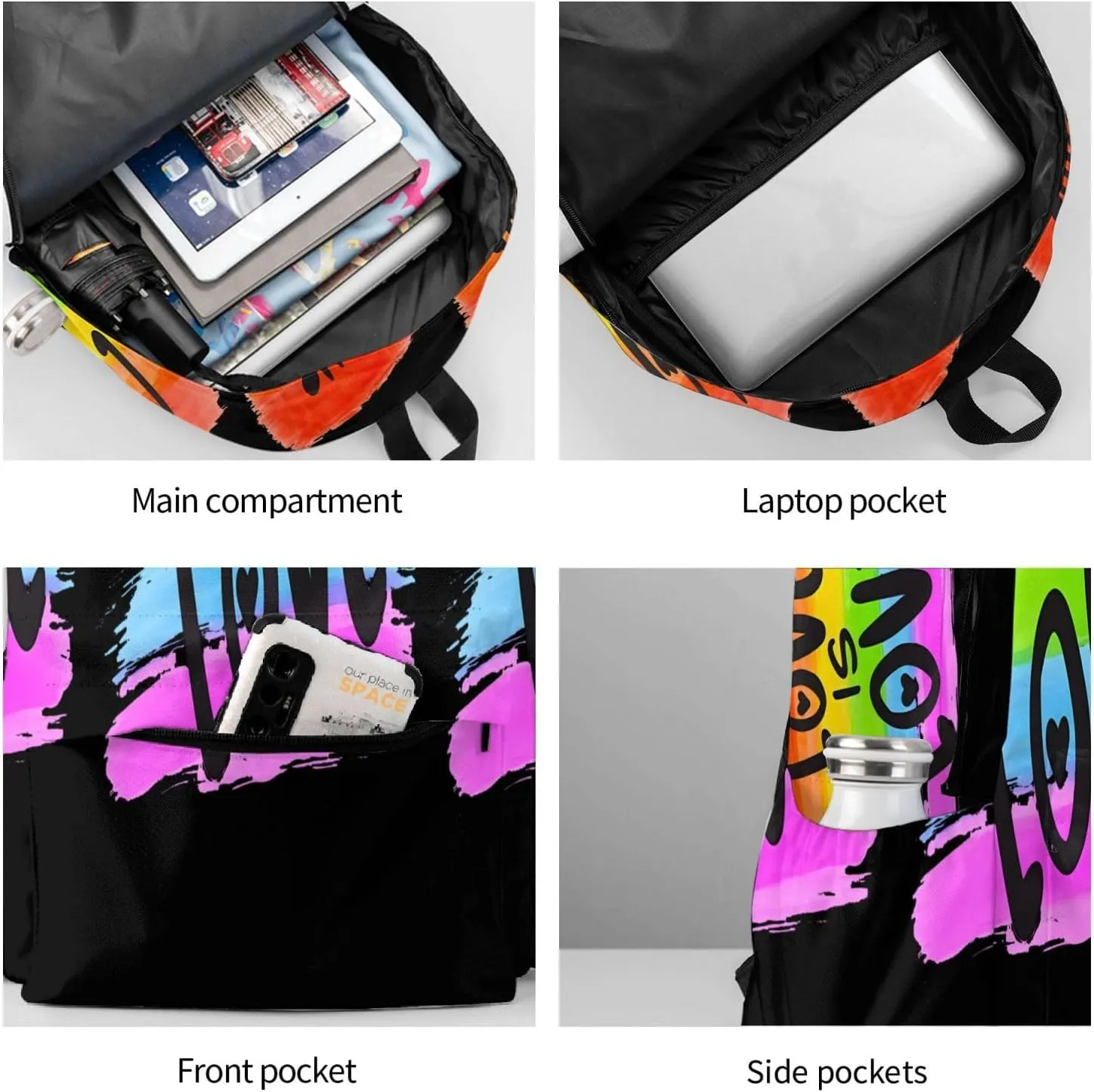 LGBT Gay Pride Flag Love Is Love Rainbow 17 Inch Casual Backpack Laptop Backpacks Travel Back Pack Large Camping Rucksack Hiking Daypack Lightweight Double Shoulder Bag