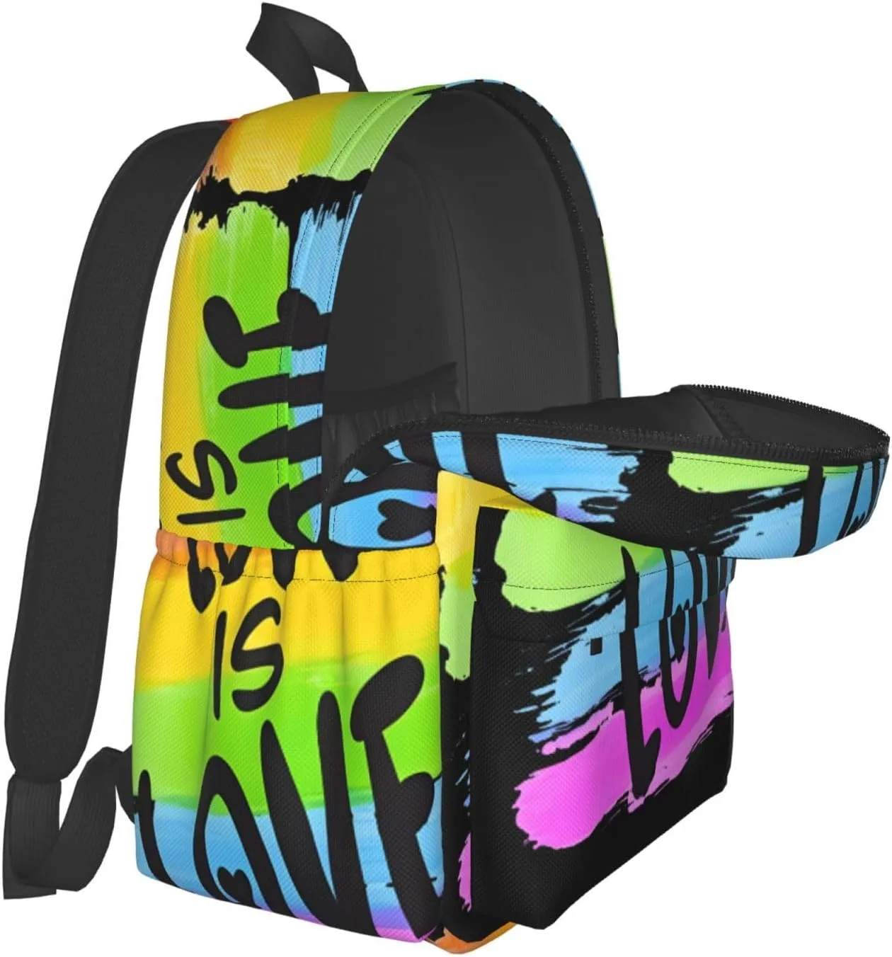 LGBT Gay Pride Flag Love Is Love Rainbow 17 Inch Casual Backpack Laptop Backpacks Travel Back Pack Large Camping Rucksack Hiking Daypack Lightweight Double Shoulder Bag
