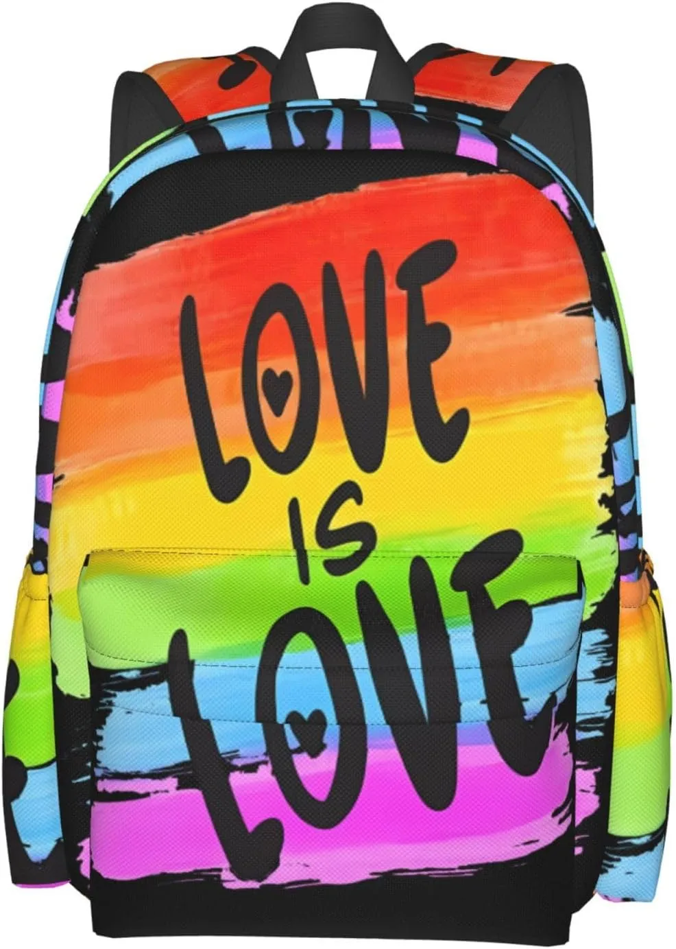 LGBT Gay Pride Flag Love Is Love Rainbow 17 Inch Casual Backpack Laptop Backpacks Travel Back Pack Large Camping Rucksack Hiking Daypack Lightweight Double Shoulder Bag