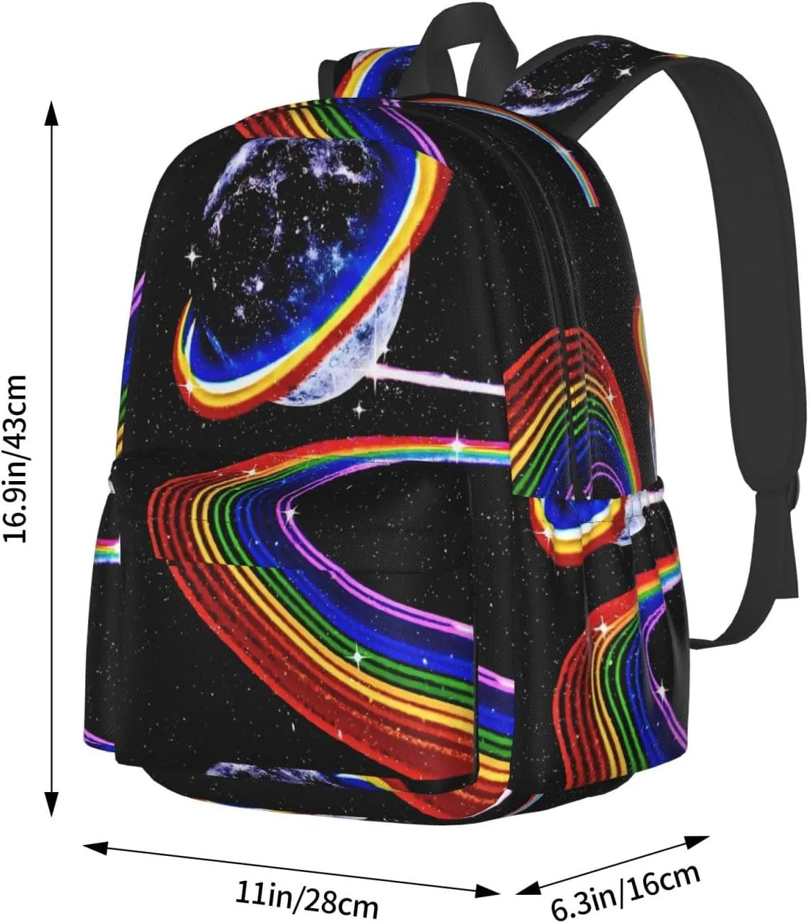 LGBT Rainbow Gay Pride Cosmic Planet Starry Sky 17 Inch Casual Backpack Laptop Backpacks Travel Back Pack Large Camping Rucksack Hiking Daypack Lightweight Double Shoulder Bag