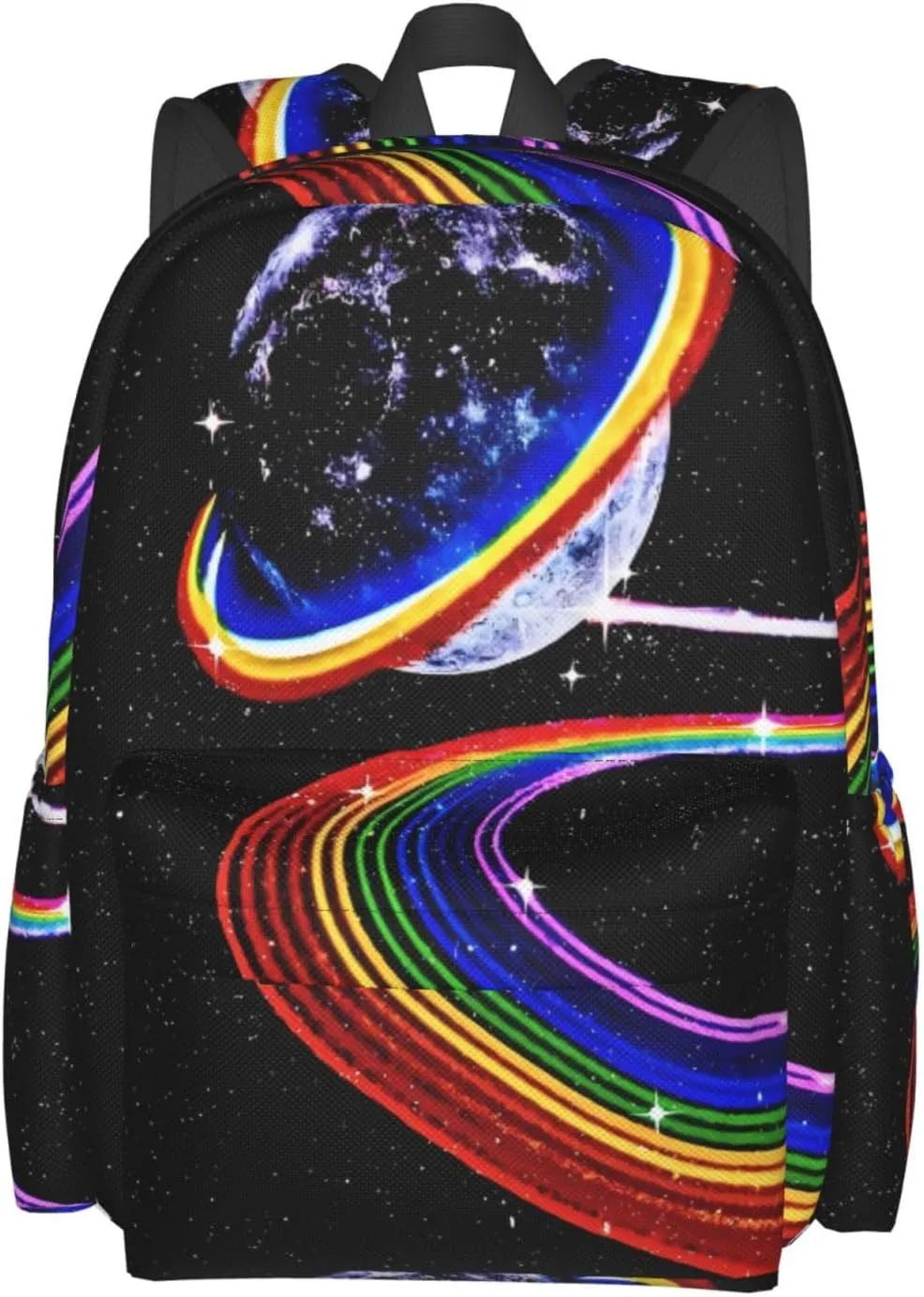 LGBT Rainbow Gay Pride Cosmic Planet Starry Sky 17 Inch Casual Backpack Laptop Backpacks Travel Back Pack Large Camping Rucksack Hiking Daypack Lightweight Double Shoulder Bag