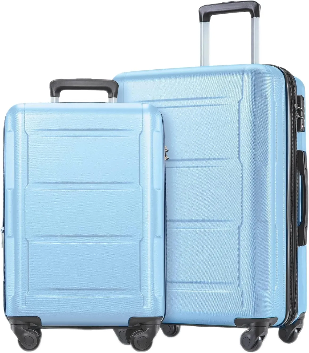 Lightweight Expandable 2-Piece Luggage Set with 360 Spinner Wheels, 20-inch and 24-inch, Light Blue