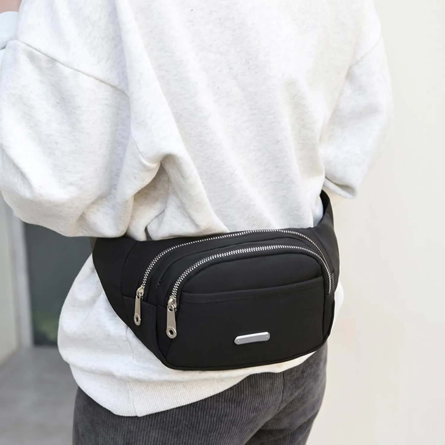 Long Messenger Bag Waist Bags Popular Women Chest Bags Cloth One Shoulder Messenger Bag Business (Black, One Size)