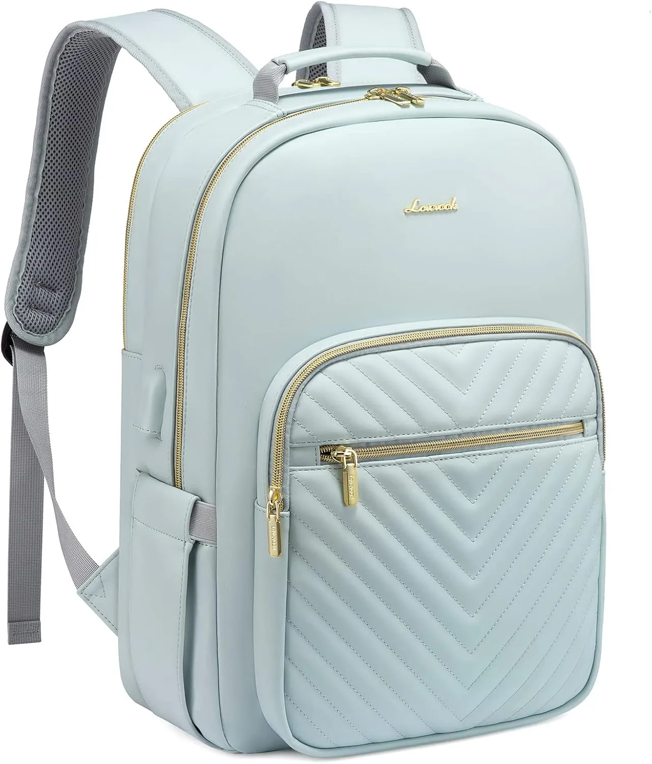 LOVEVOOK Laptop Backpack for Women, Fashion Leather Backpack Purse, Waterproof Travel Backpack Nurse Business Work Professor Bagpack, 15.6 inch Computer Laptop Bag with USB Port, Blue