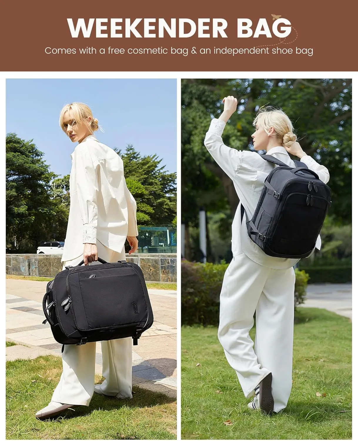 LOVEVOOK Travel Backpack for Men Women, 35L Large Carry On Bag Fits 15.6" Laptop, Flight Approved Personal Item, Waterproof Luggage for Daily Use Weekender Trip Work Business Uni, Black