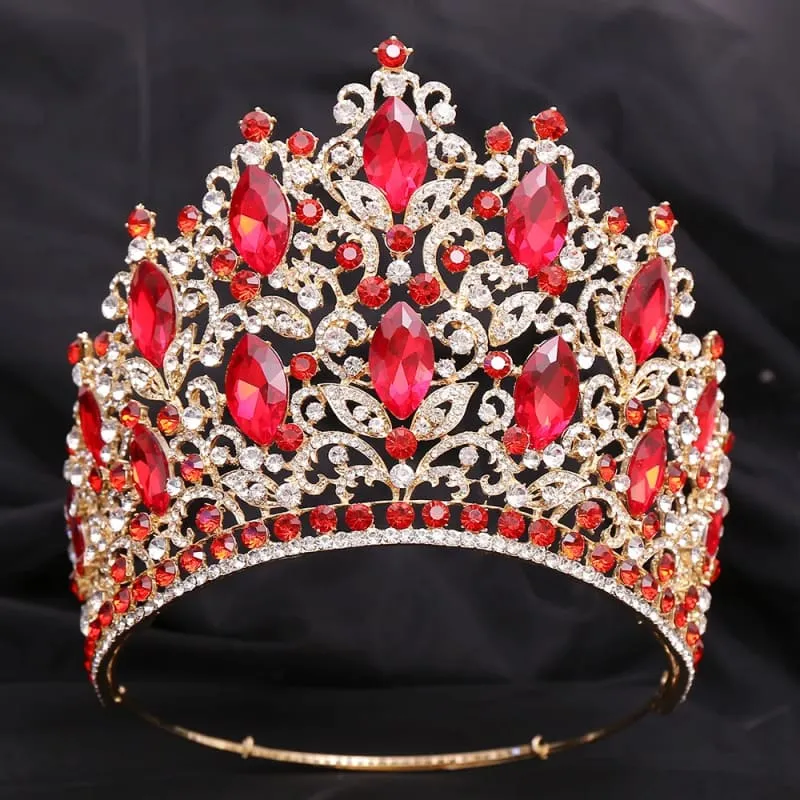 Luxury Royal Crown Tiara with Crystals and Filigree Designs