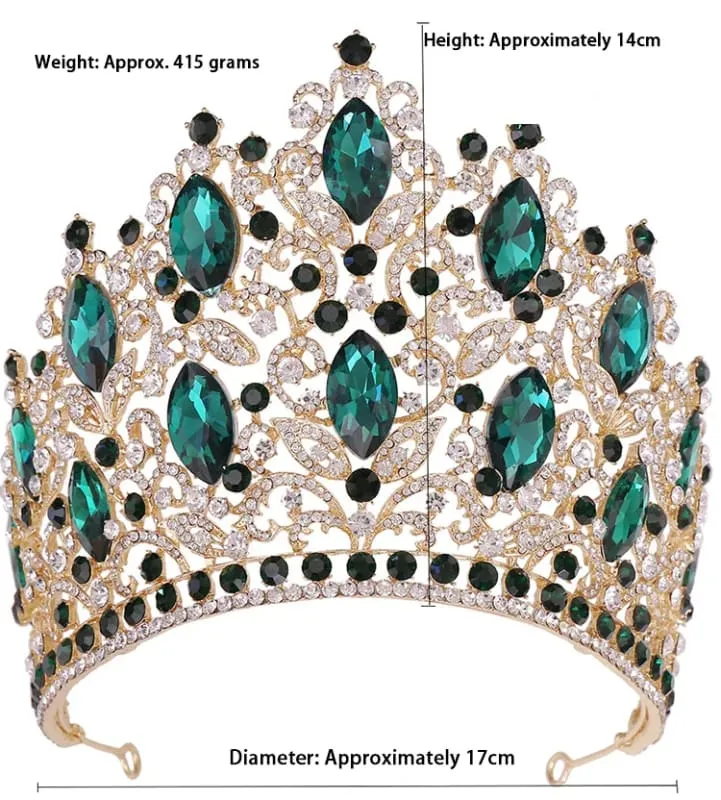 Luxury Royal Crown Tiara with Crystals and Filigree Designs