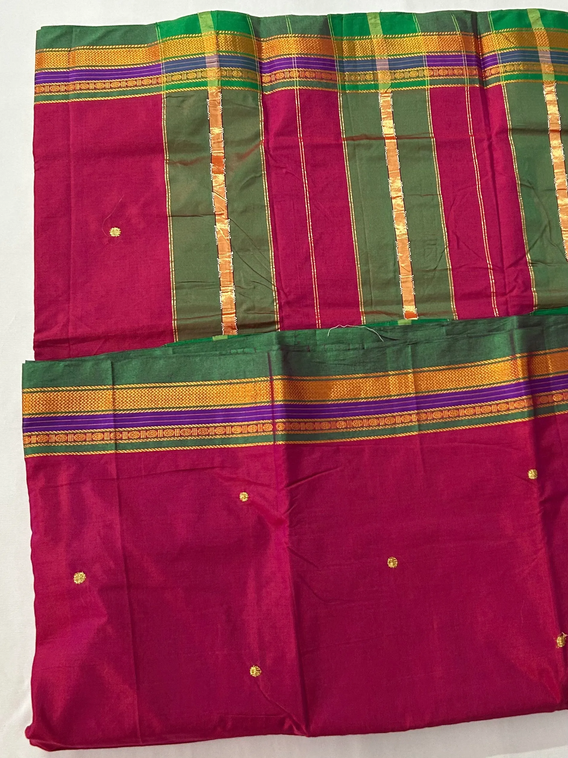 Magenta Cotton Silk Saree with Bootis