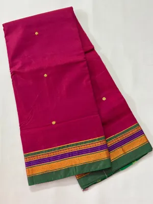 Magenta Cotton Silk Saree with Bootis