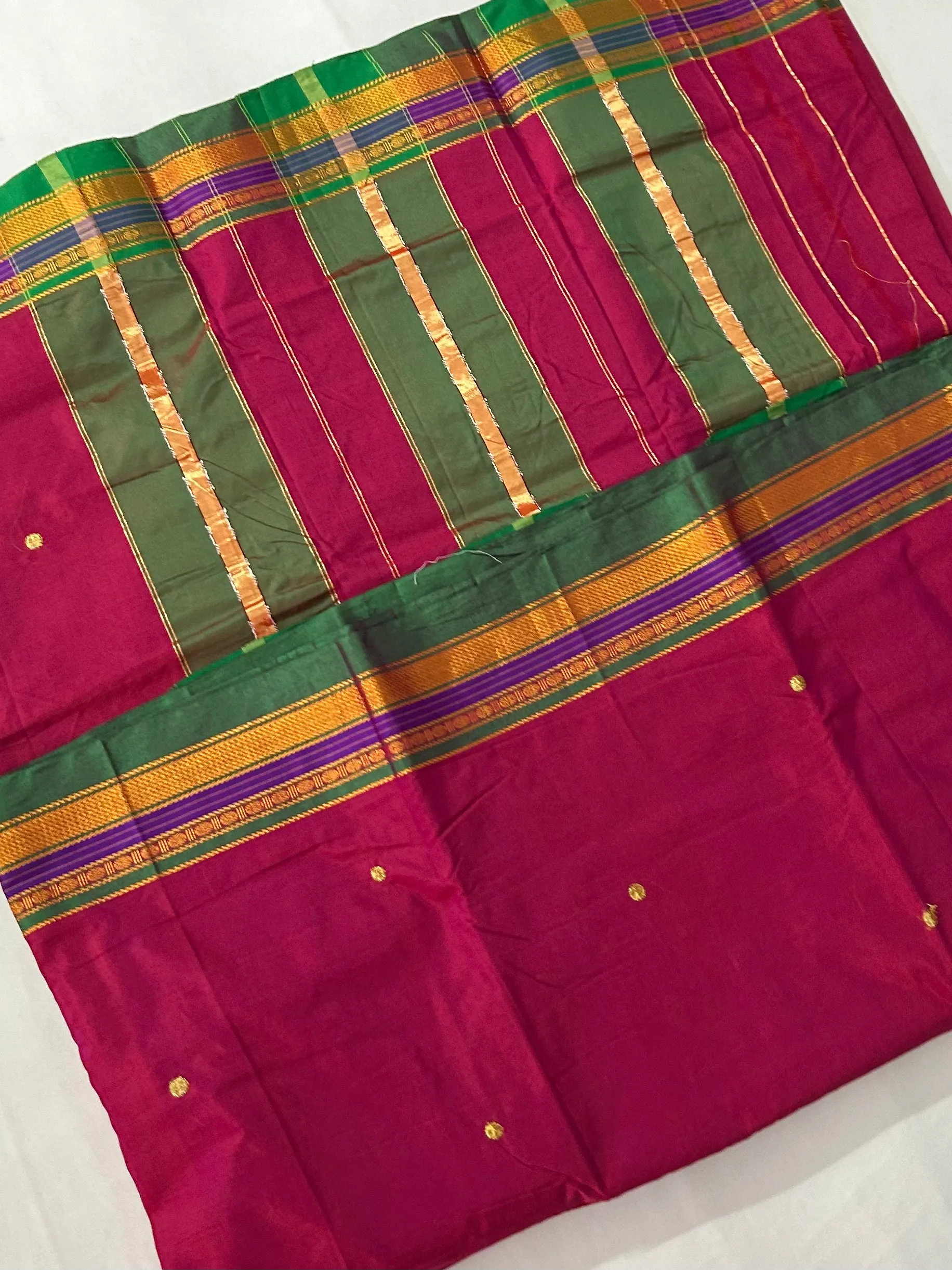 Magenta Cotton Silk Saree with Bootis