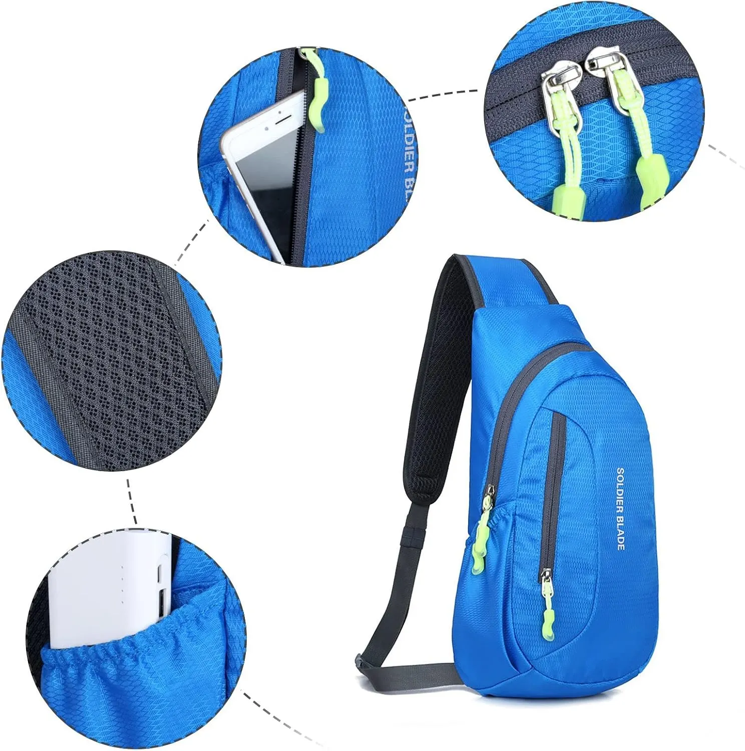 Man Women Outdoor Multifunctional Sling Backpack Fashionable Casual Shoulder Messenger Bag Hiking Chest Bag (Blue, A)