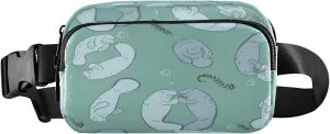 Manatees in Love Belt Bag for Women Men Fanny Pack Small Waist Pouch Crossbody Bags for Outdoor Hiking Running Travel