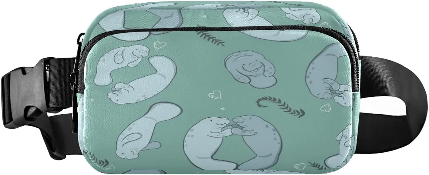 Manatees in Love Belt Bag for Women Men Fanny Pack Small Waist Pouch Crossbody Bags for Outdoor Hiking Running Travel