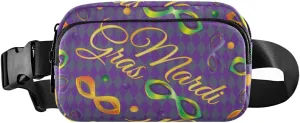 Mardi Gras Fanny Pack for Women Men Crossbody Belt Bag Fashion Waist Packs Purse with Adjustable Strap Travel Chest Bag for Shopping Traveling